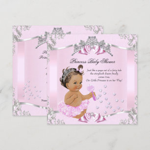 Pretty Princess Baby Shower Pink Tutu Brunette Invitation