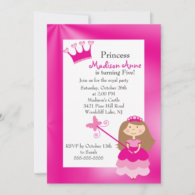 Pretty Princess Birthday Party Invitation (Front)