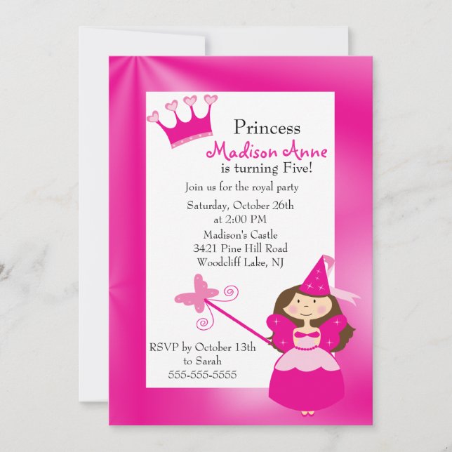 Pretty Princess Birthday Party Invitation (Front)