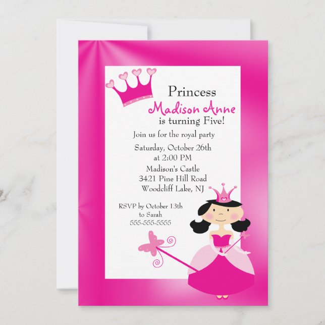 Pretty Princess Birthday Party Invitation (Front)