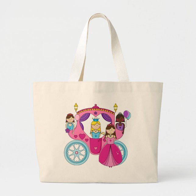 Pretty Princess Carriage Large Tote Bag (Front)