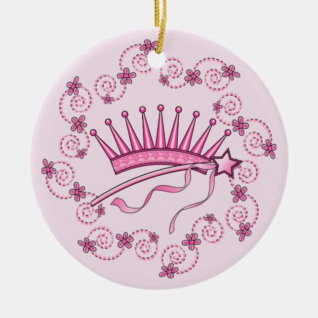 Pretty Princess Crown Ceramic Tree Decoration (Front)