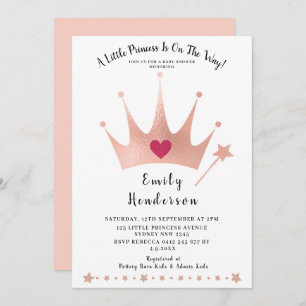 Pretty Princess Gold Crown Pink Baby Shower Invitation