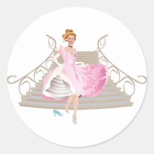 Pretty Princess in a Pink Gown Classic Round Sticker