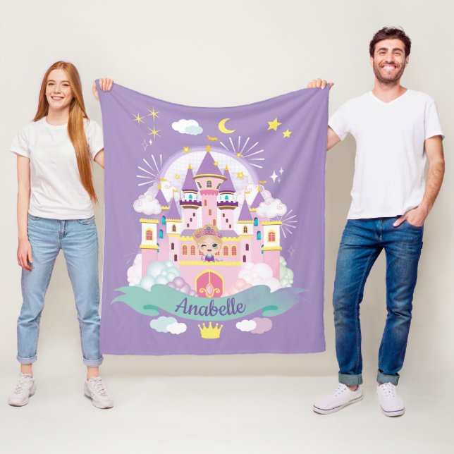 Pretty Princess Personalised Purple Fleece Blanket (In Situ)