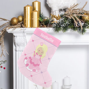 Pretty Princess Pink Blonde Girl Birthday Party Small Christmas Stocking