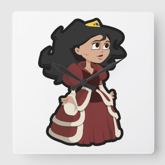 PRETTY PRINCESS SQUARE WALL CLOCK (Front)