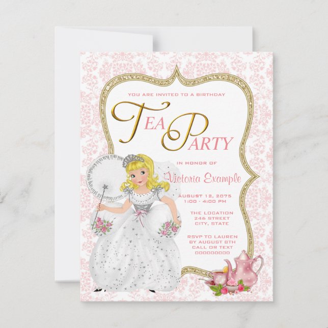Pretty Princess Tea Party Invitation (Front)