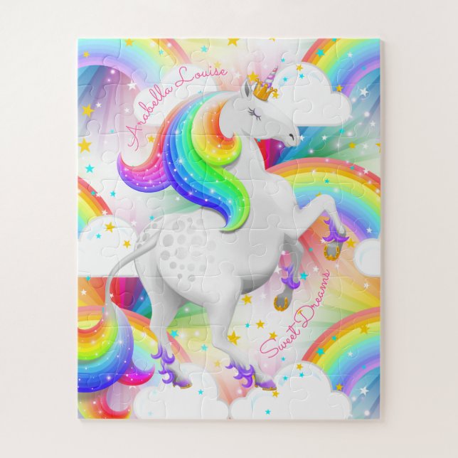 Pretty Princess Unicorn Personalised Jigsaw Puzzle (Vertical)