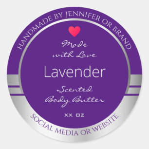 Pretty Product Packaging Labels Purple and Silver
