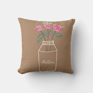 Pretty Proteas South African Flower Illustration Cushion
