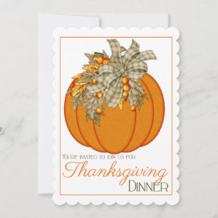 Pretty Pumpkin Thanksgiving dinner party invite 24