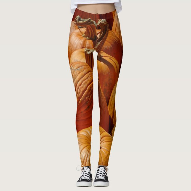 Pretty Pumpkins at the Pumpkin Patch on Leggings (Front)