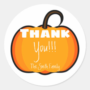 Pretty PumpkinS Thank You!!! Custom Text Classic Round Sticker