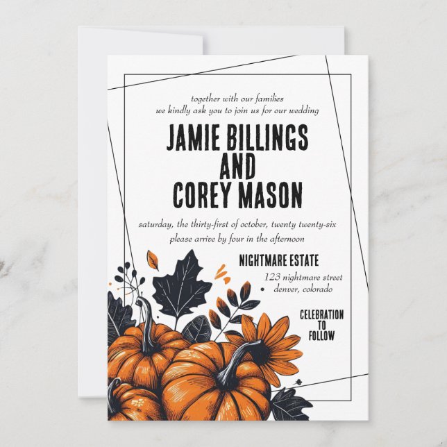Pretty Pumpkins Wedding Invitation (Front)