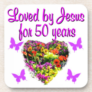 PRETTY PURPLE 50TH BIRTHDAY DESIGN COASTER