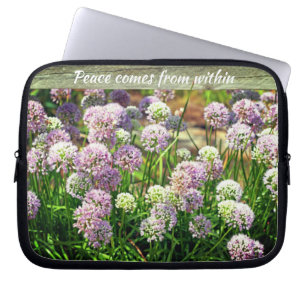 Pretty Purple Allium Garden Flowers Motivational Laptop Sleeve