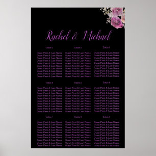 Pretty purple and black Floral Charm Wedding Poster
