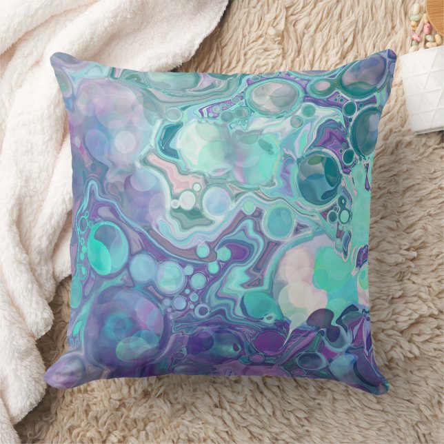 Pretty Purple and Blue Abstract Faux Marble Cushion (Blanket)
