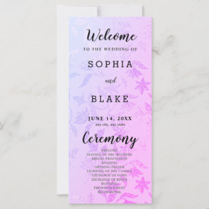 Pretty Purple and Floral Metallic Wedding Program