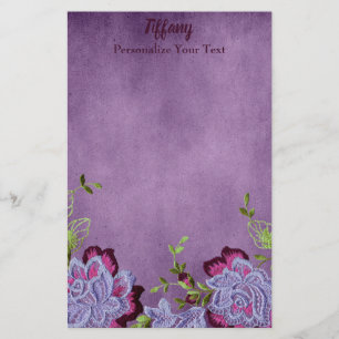 Pretty Purple and Green Floral Stationery