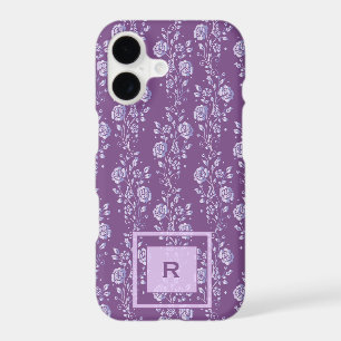 Pretty Purple and Lilac Floral Monogram