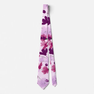 Pretty Purple And Mauve Pink Spring Wildflower  Tie