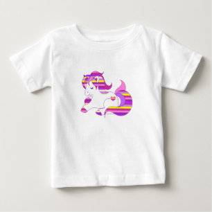 Pretty Purple and Pink Striped Unicorn Shirt