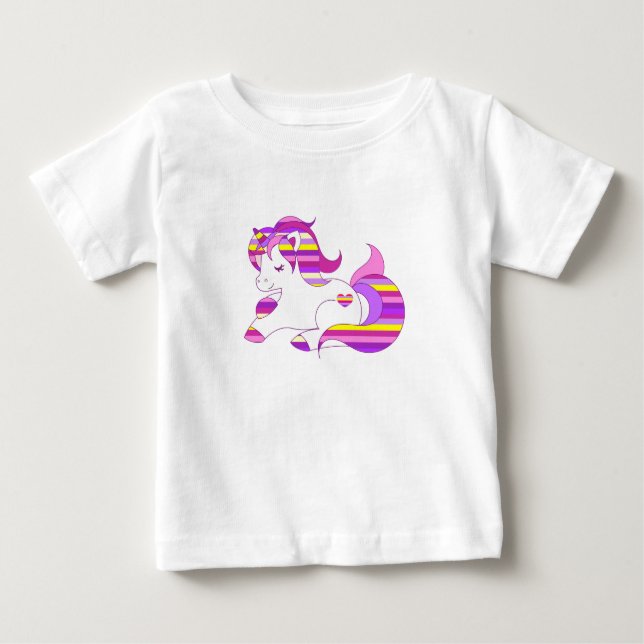 Pretty Purple and Pink Striped Unicorn Shirt (Front)