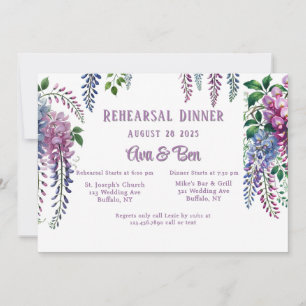 Pretty Purple and Pink Wisteria Rehearsal Dinner Invitation