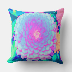 Pretty Purple and Pink Zinnia in the Summer Garden Cushion