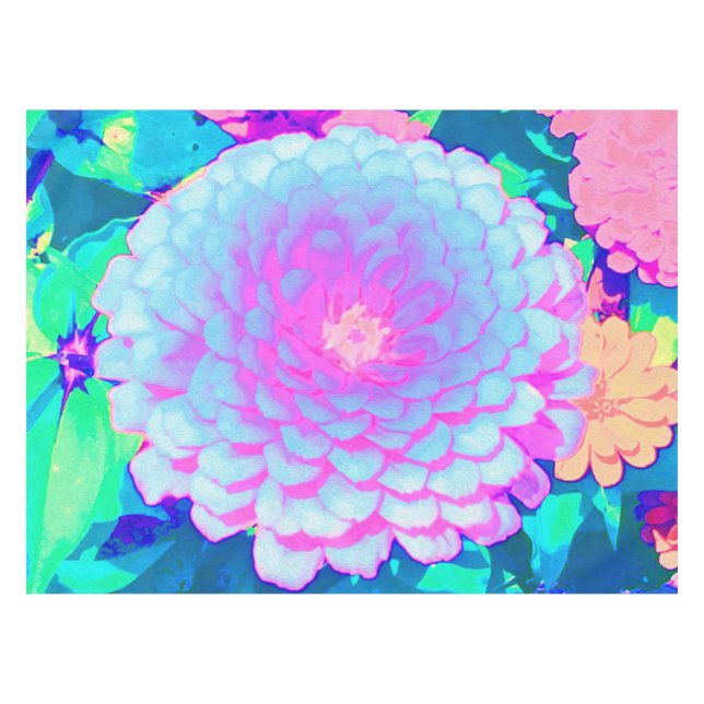 Pretty Purple and Pink Zinnia in the Summer Garden Tablecloth (Front (Horizontal))