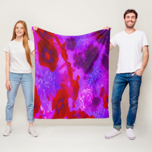Pretty Purple and Red Garden Phlox Flowers Fleece Blanket