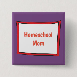 Pretty purple and red homeschool mom 15 cm square badge