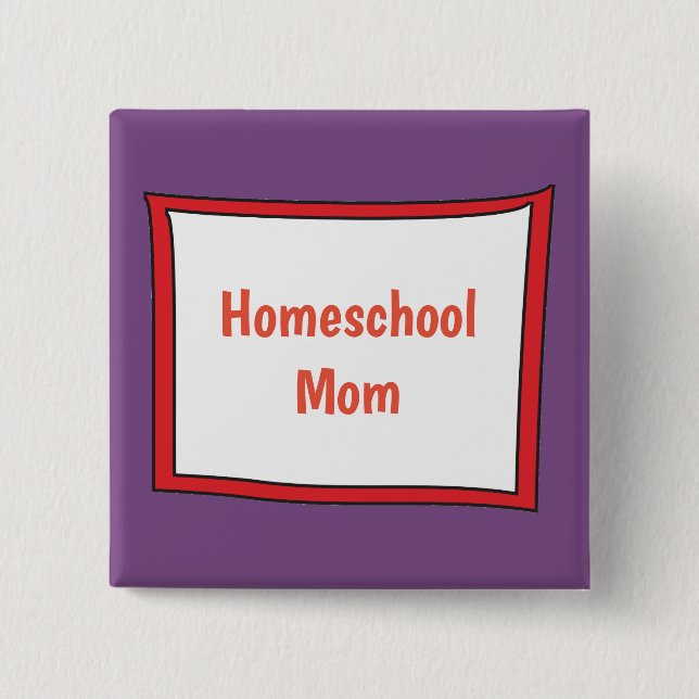 Pretty purple and red homeschool mom 15 cm square badge (Front)