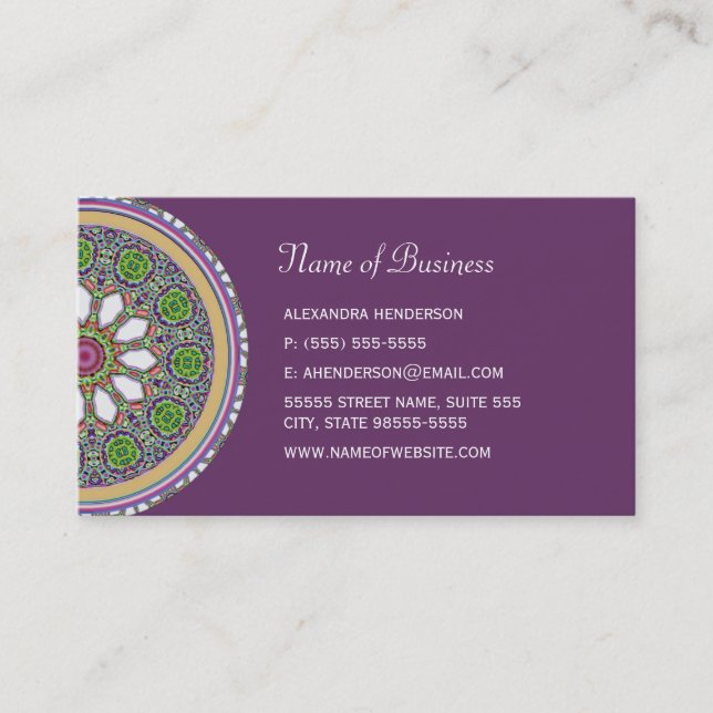 Pretty Purple and White Daisy Flower Tile Mosaic Business Card (Front)