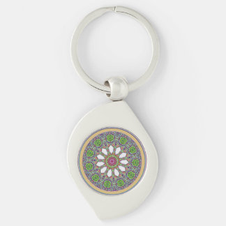 Pretty Purple and White Daisy Flower Tile Mosaic Key Ring