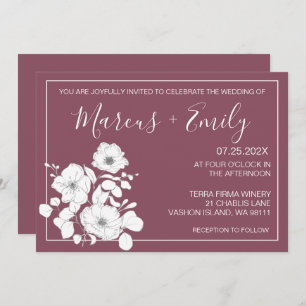 Pretty Purple and White Floral Wedding Invitation