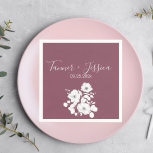 Pretty Purple and White Floral Wedding  Napkin