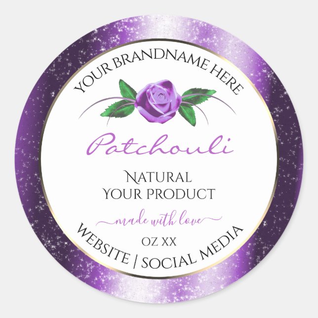Pretty Purple and White Product Labels Rose Flower (Front)