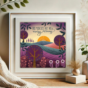 Pretty Purple Artistic Inspiring Mercies Quote Poster