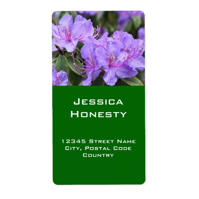 pretty purple azalea flowers address labels (Front)