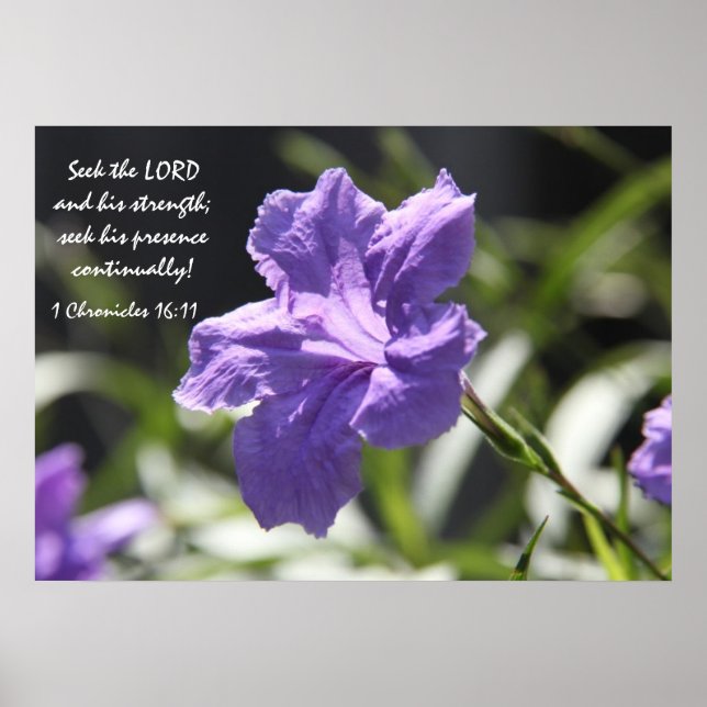 Pretty purple bloom w/ bible verse about faith poster (Front)