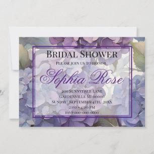 Pretty purple blue watercolor floral bridal shower invitation