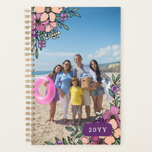Pretty Purple Blush Blue Flowers Family Photo Planner