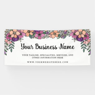 Pretty Purple Blush Floral Business Name Banner