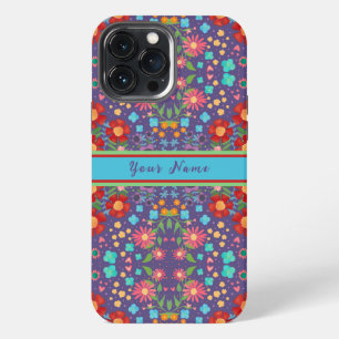 Pretty Purple Boho Name Red Flower Custom Pattern iPhone 13 Pro Max Case
