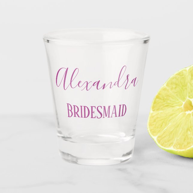 Pretty Purple Bridesmaid Keepsake Shot Glass (Front)