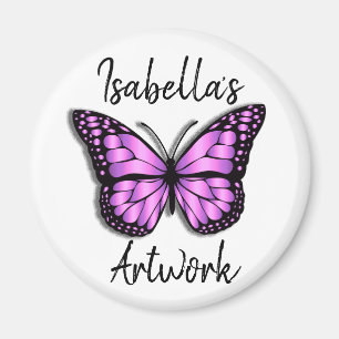 Pretty Purple Butterfly Personalised Name Magnet