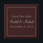 Pretty Purple Chic Save the Date Magnet<br><div class="desc">Save the date of your wedding with this beautiful purple magnet.  Featuring a purple background with grey text,  personalise using a variety of background colours and fonts.  Even add your own photos/images.</div>